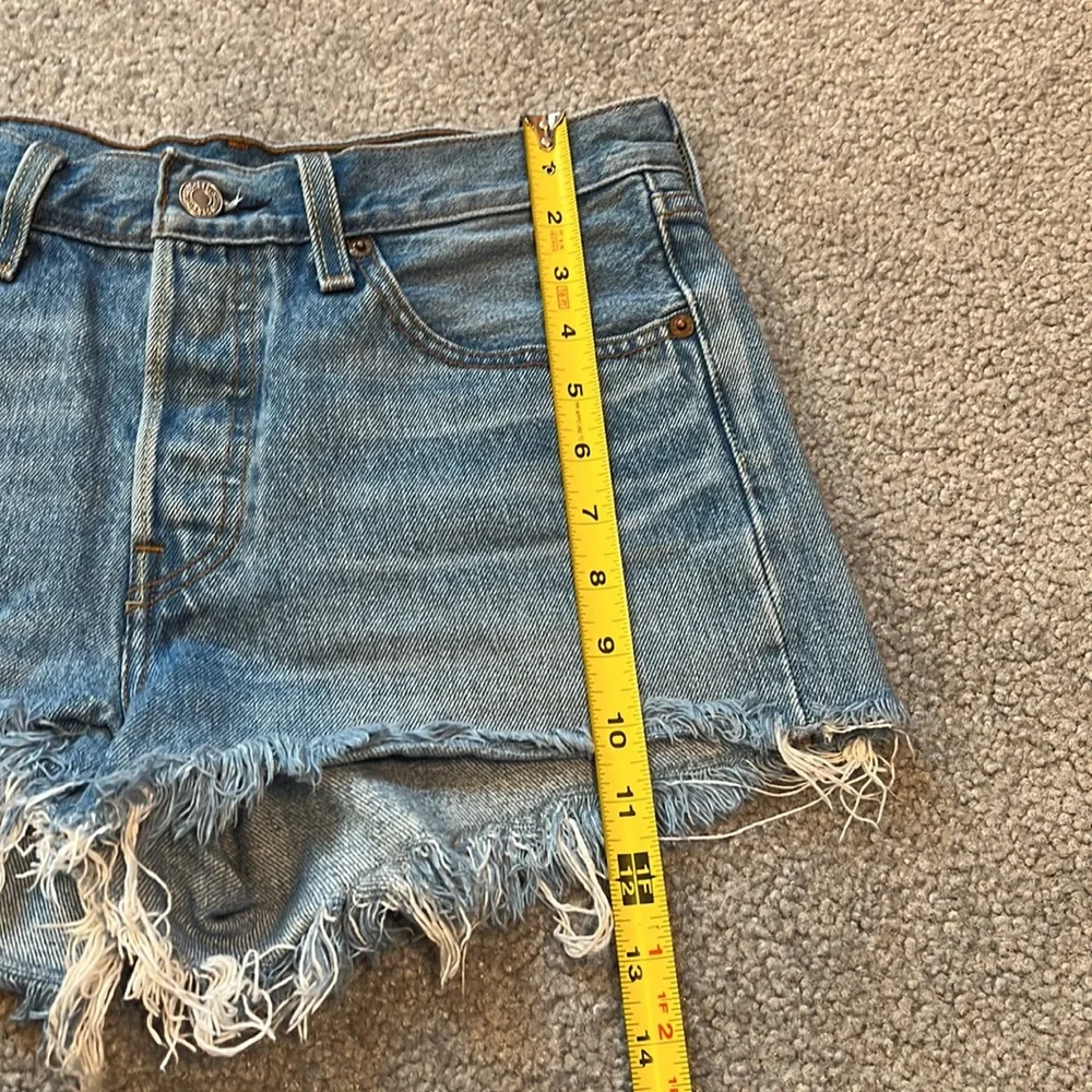 Levi’s High Waisted Frayed Hem Denim Shorts